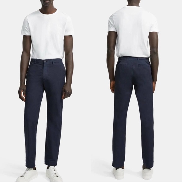 Theory Blue Cotton Zaine Patton Pant 32 Slim Straight Chino Workwear Office Golf - Picture 1 of 9